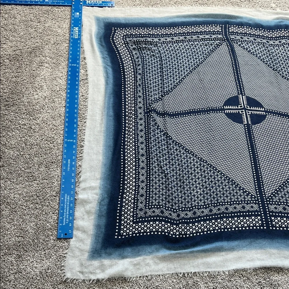 Navy, Light Blue and White Geometric Scarf Wrap Beach Sarong